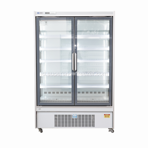 Supermarket Double Kaca Pintu Freezer